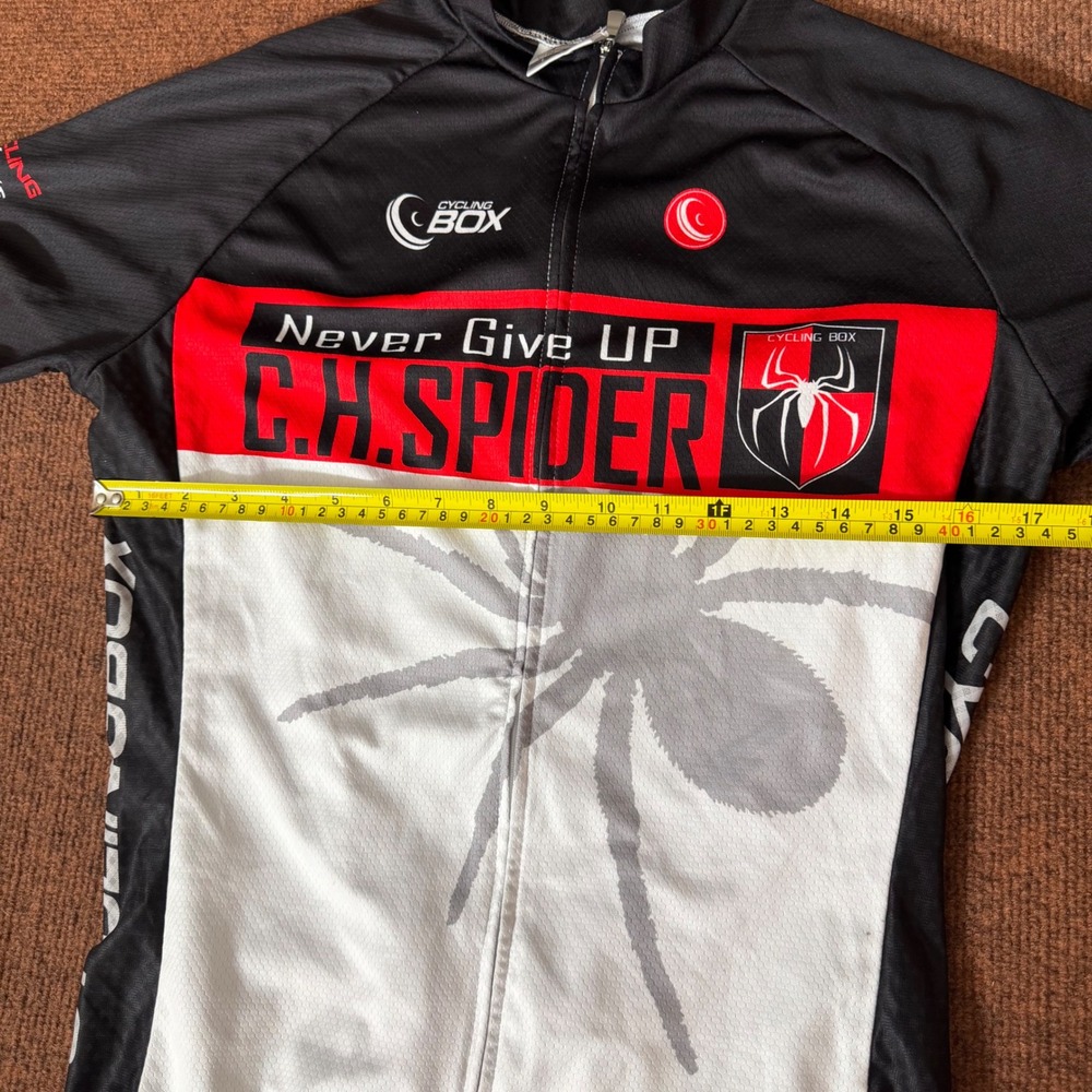 Cycling Box CH Spider Mens Cycling Jersey Short Sleeve Red Black White Size M A+ - Picture 3 of 8